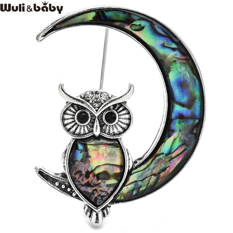 Броши Wuli&baby с совой из морского ушка
