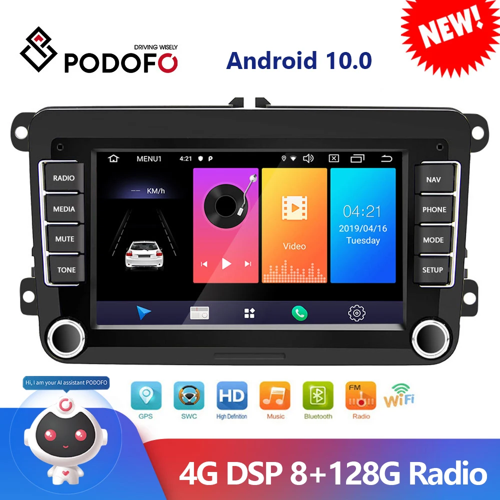 $89.90 Podofo 4G Carplay Android 10.0 2Din Car Multimedia Player For VW/Golf/Polo/Tiguan/Passat/b7/b6/SEAT/leon/Skoda/Octavia Radio