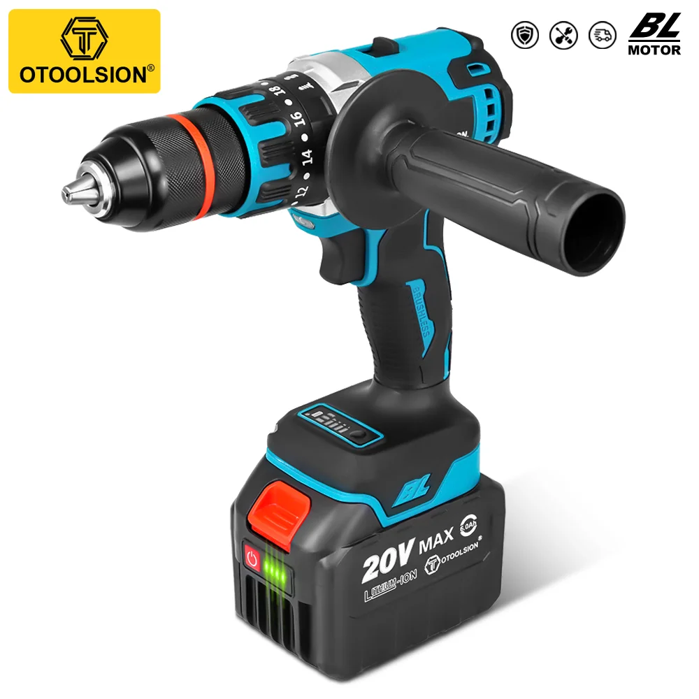 

13mm Cordless Screwdriver 120N.M Brushless Impact Ice Drill with A Torque of 20+3 Cordless Impact Electric Drill Power Tools