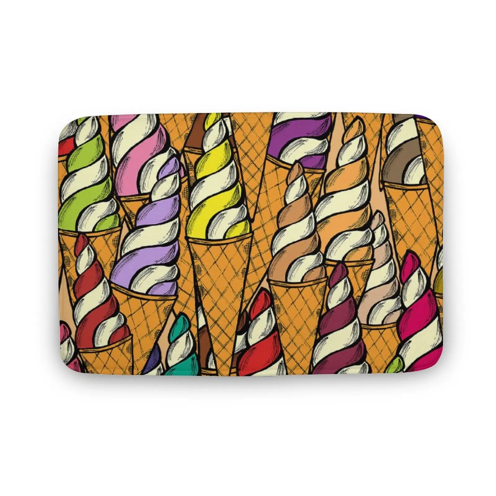 

Doormat Welcome Mats Non Slip Entrance Indoor Doormat Door Mats Rugs,Bathroom Floor Mat-Low Profile Colorful Ice Cream Pattern