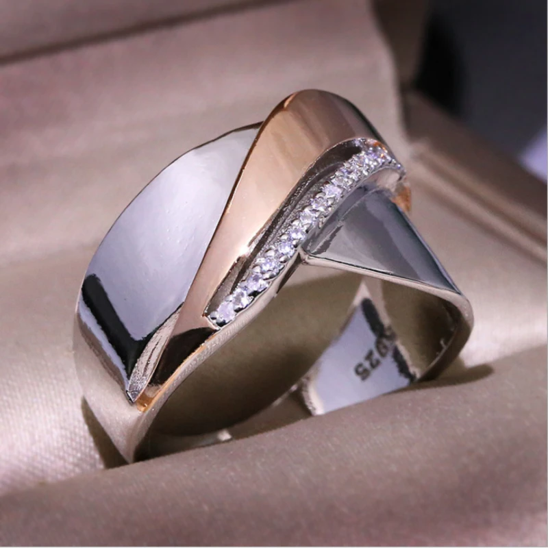 

Simple electroplating rose gold two-color bow cross ring