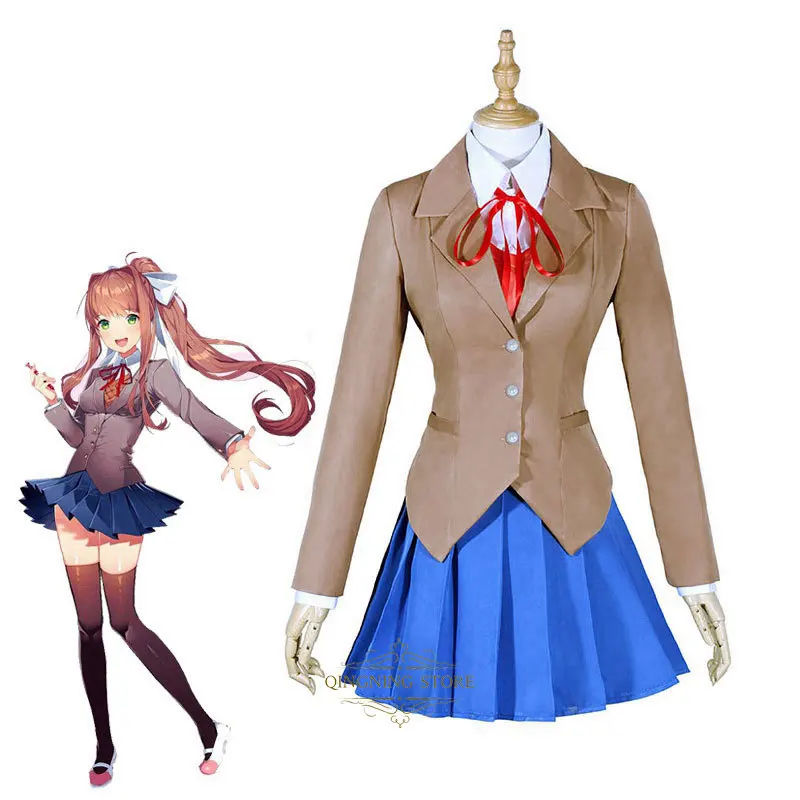 

Doki Literature Club Monika Cosplay Sayori Yuri Natsuki Cosplay Costume School Uniform Girl Women Costume Game Cos 4 Piece