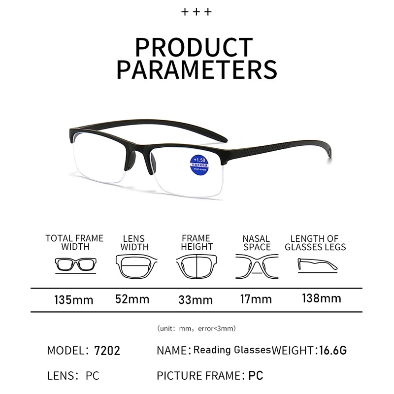 Сверхлегкие Очки Для Чтения Унисекс Защитный Фильтр Синего Света Полуоправа