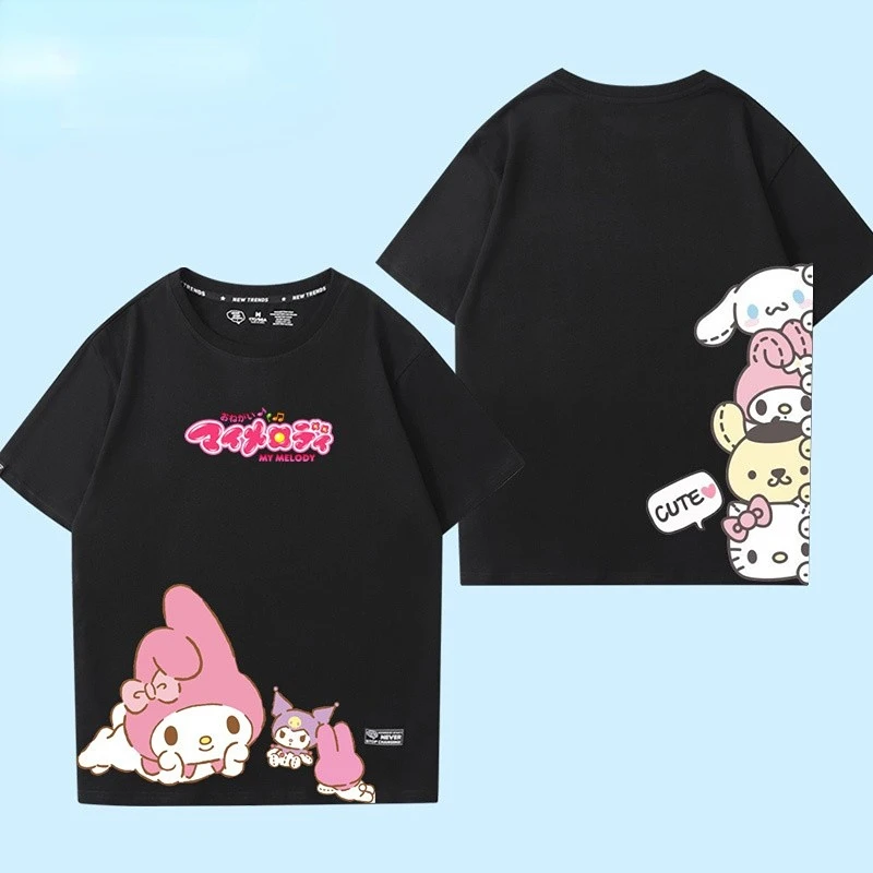 

Melody Anime Peripheral T-shirt Sanrio Cinnamoroll BabyCinnamoroll Loose Casual Short-sleeved Clothes Graphic T Shirts Y2k Top