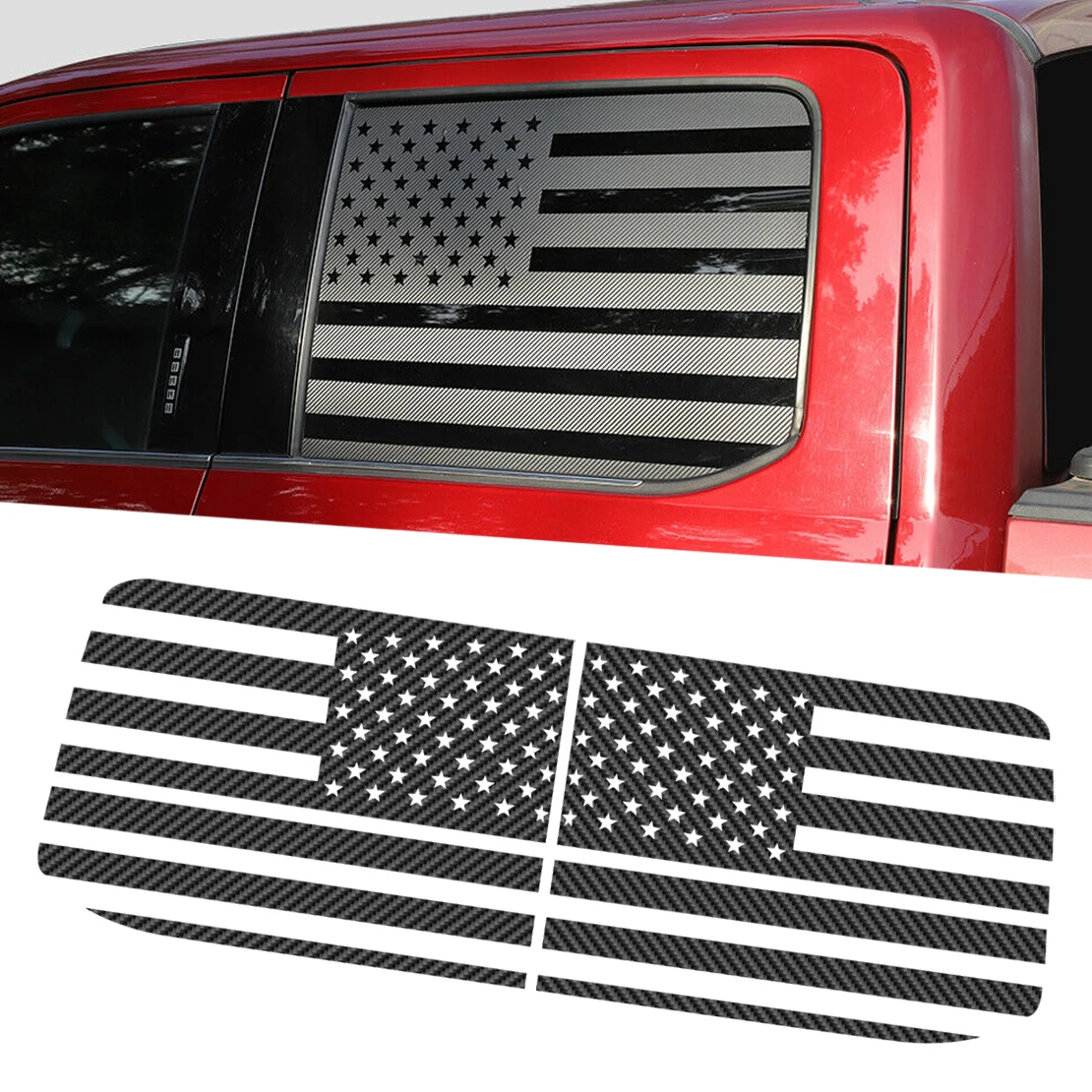 

1 Pair Flag Style Car Rear Side Window Trims Stickers Decals Carbon Fiber Grain PVC Fit for Ford F150 2015-2019 2020 2021 2022