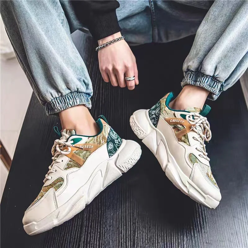 

Кроссовки мужские сетчатые на платформе, дышащие, на шнуровке, сетчатая обувь для активного отдыха, выбор интернет-знаменитостей, на лето