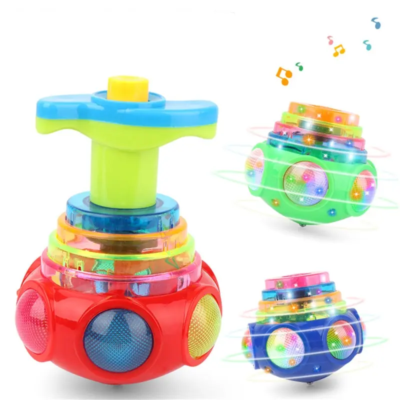

Hot Sale 1Pcs Glutinous Gyroscope Bagged Round Luminous Children's Spinning Top Toy Lighting Music Rotating Random Color Gyro