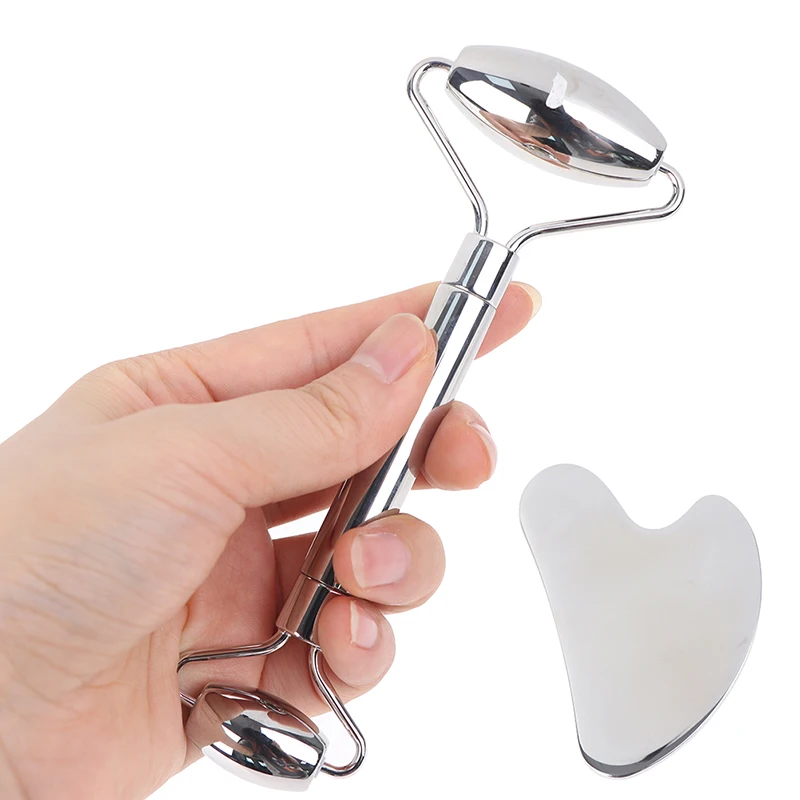 

Stainless Steel Face Massage Roller Gouache Scraper Facial Guasha Massager Tools