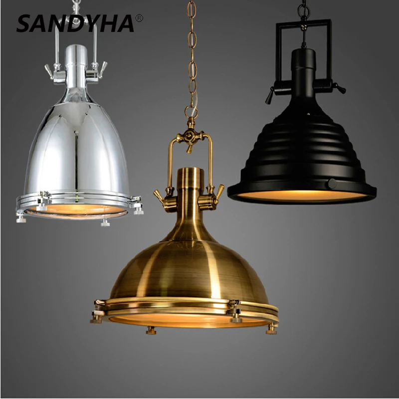 

Скандинавская ретро люстра SANDYHA В индустриальном стиле, металлическая Светодиодная лампа для спальни, столовой, декоративный подвесной светильник