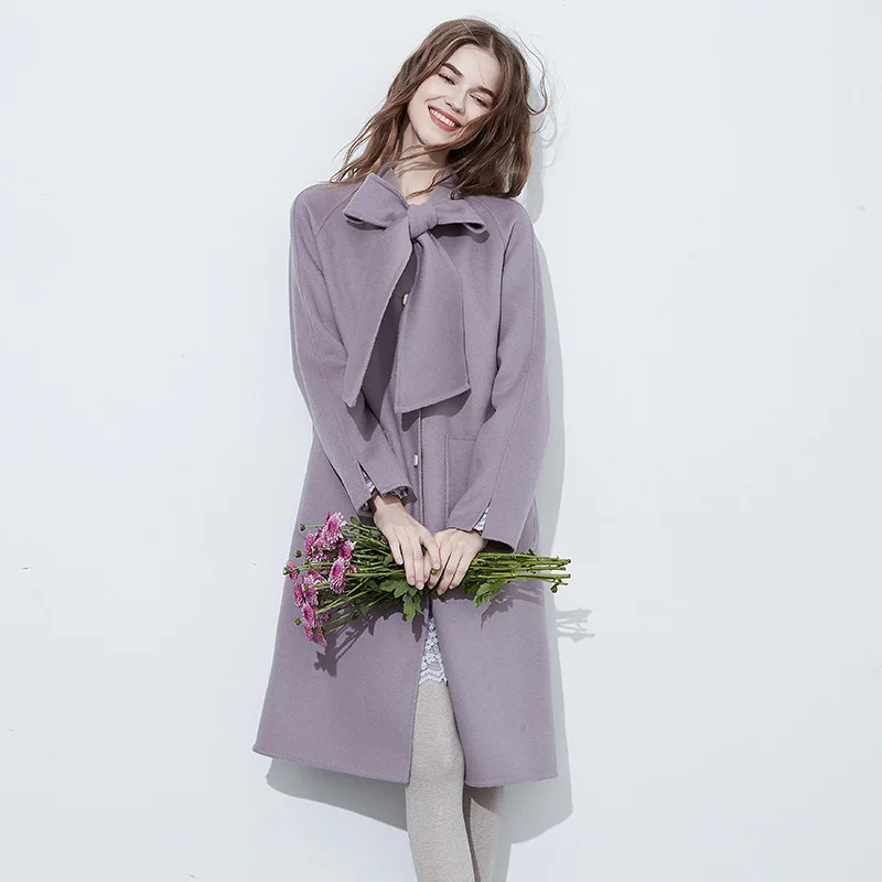 Cabolsa de lã Cabolsas e Jaquetas Senhora do Escritório Estilo Europeu Inverno Cachecol Gola Cashmere Coreano Arco Bolsos Outwear Fl097a