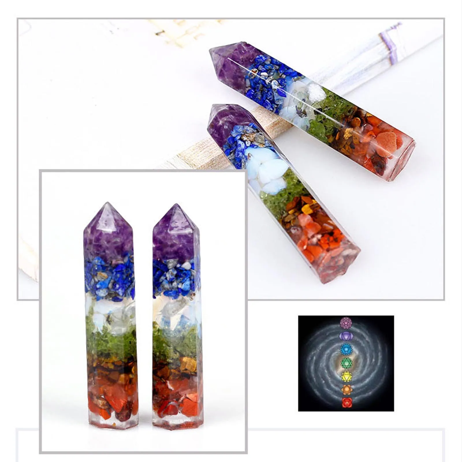 Csja чакра природный гравий декоративная Шестигранная стойка 7 5 см гранёная Призма