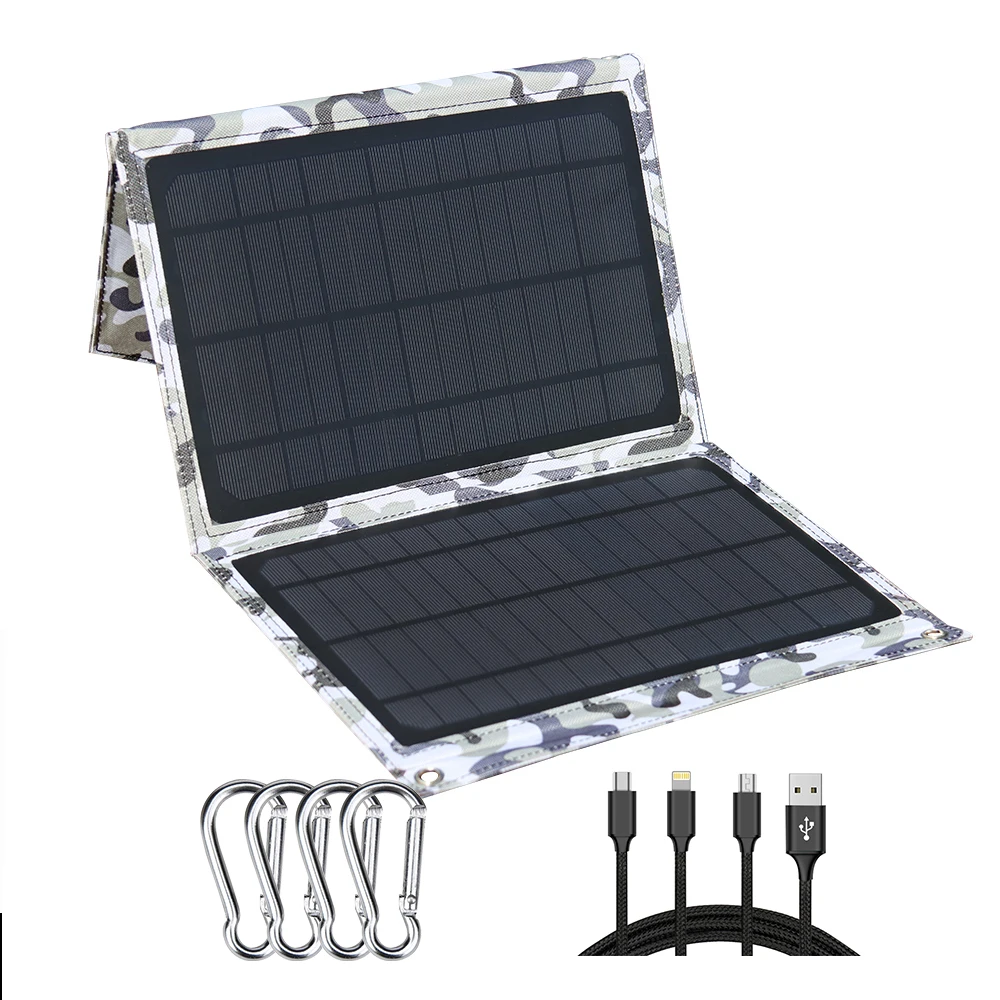 

5V 15W Solar Charger Solar Panel Waterproof Foldable Solar Power Bank for 5V Battery Mobile Phone Outdoor Hiking