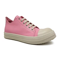 new spring summer mens lace up flat pink couple shoes full grain leather big size 11 12 13 cool boy all match sneakers