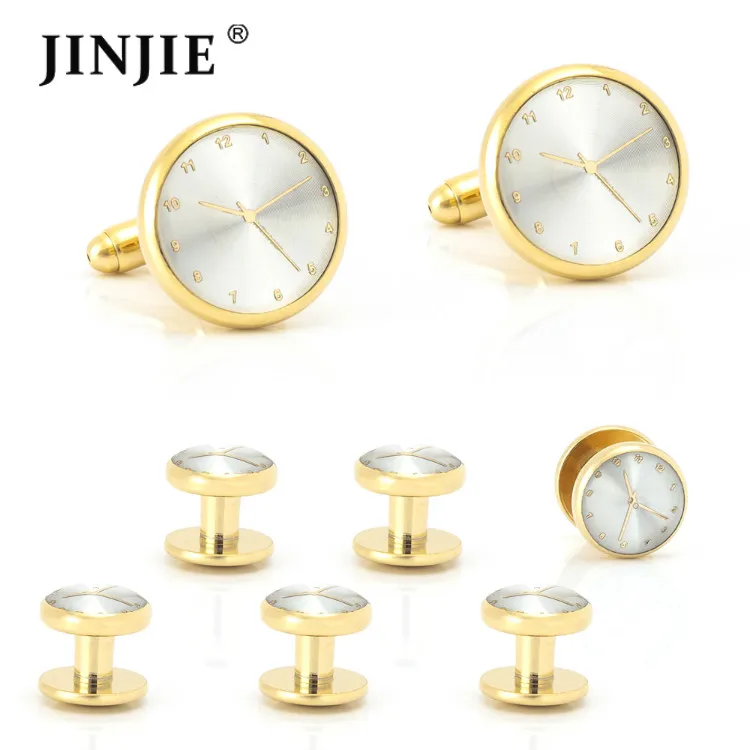 Лучший новый дизайн свадебный смокинг 6 запонки на манжет и золото с синими