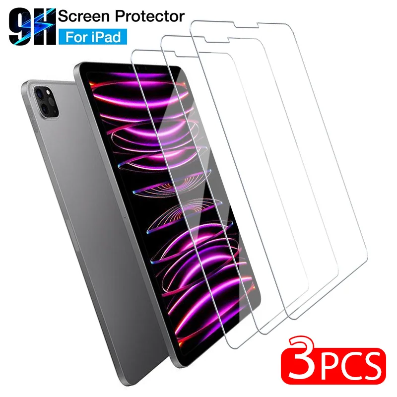 

Закаленное стекло для iPad 5, 6, 7, 8, 9, Защитное стекло для iPad 11 Pro Air 4, 5, защитное стекло 9,7, 10,2, 10,9, 11 дюймов, 3 шт.