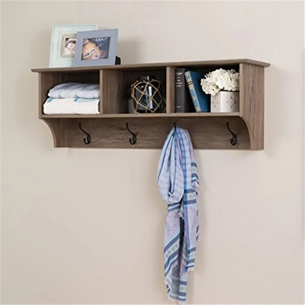

60" Wide Hanging Entryway Shelf, Drifted Gray