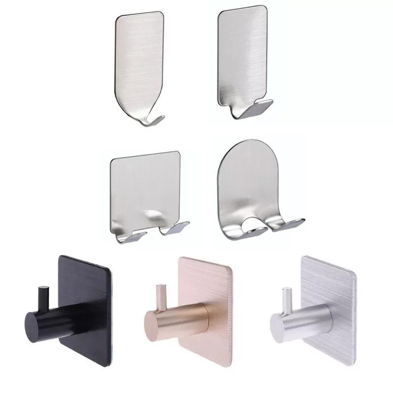 

Steel Self Adhesive Wall Coat Rack Key Holder Rack Towel Hooks Clothes Rack Hanging Hooks Bathroom Accessories