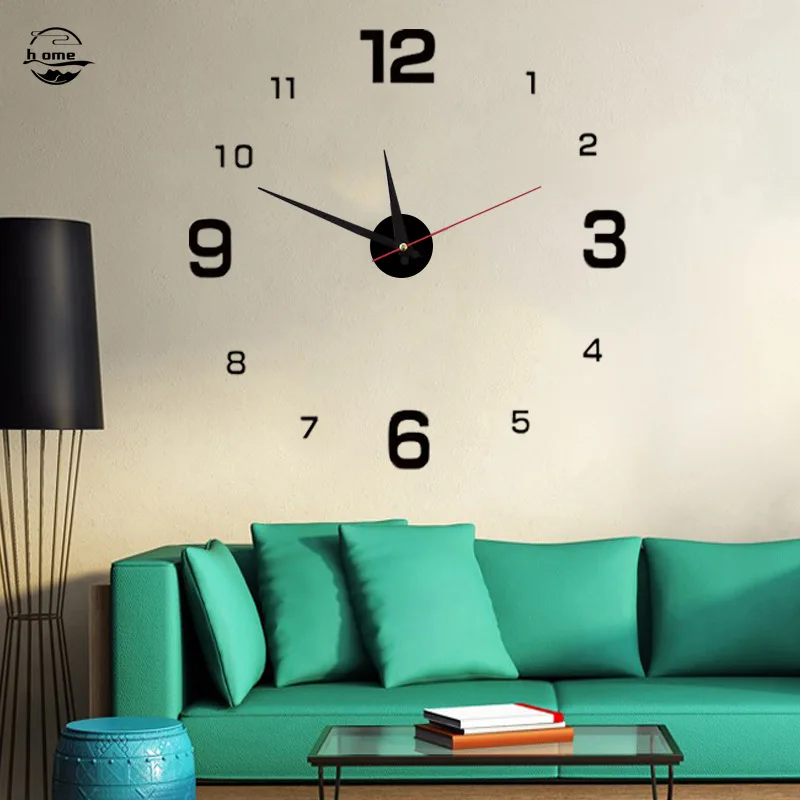 

DIY Wall Clock No Drilling Round Acrylic Wall Clock Fashion Mute Modern Minimalist Home Decor Living Room Plastic Reloj De Pared