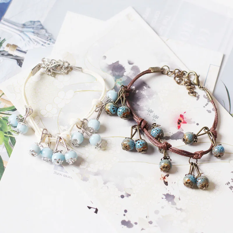 

Ceramic Bracelet for Women Bohemian Korean Simple Retro Beads Chain Bracelet Friends Birthday Gift Jewelry