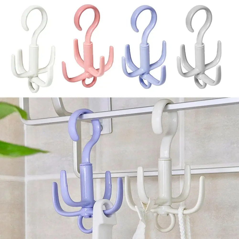 

Multi-functional Four-claw 360-degree Rotating Clothes Hanging Punching Hook Rack Free Storage Hook Belt Wall Double-layer J1W8