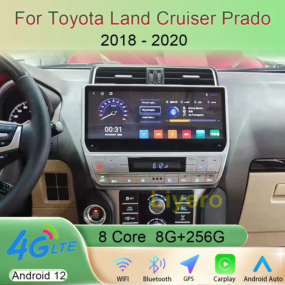 

Liyero 12.3 Inch Auto Android 12 For Toyota Land Cruiser Prado 2018-2020 Car Radio Stereo Multimedia Player GPS Navigation WiFi