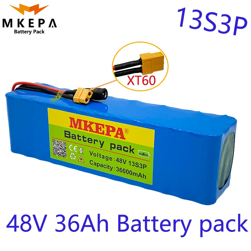 

13S3PHigh capacity 48v battery 48v 36Ah 1000w 13S3P Lithium ion Battery Pack For 54.6v E-bike Electric bicycle Scooter with BMS
