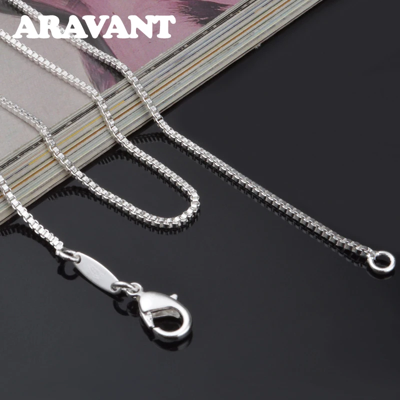 

925 Silver 2MM Box Chain Necklace Women Wedding Party Jewelry