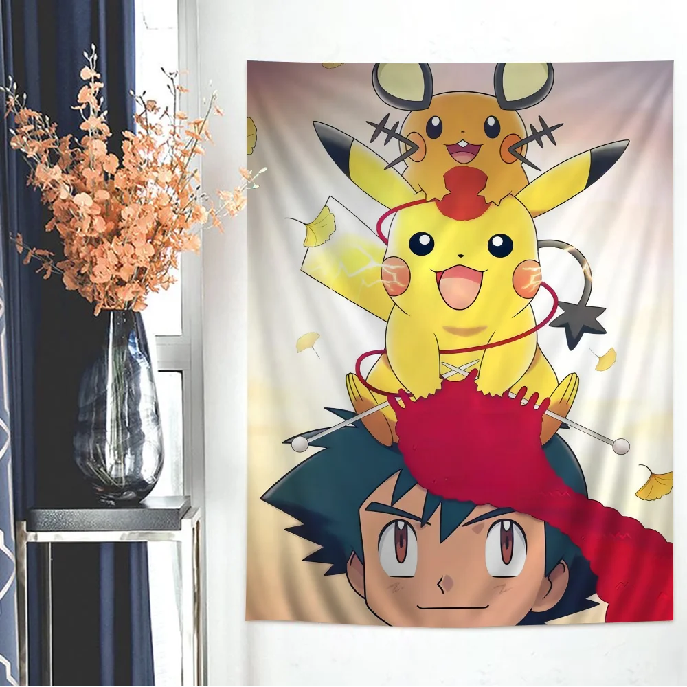 Cute P-Pokemon P-Pikachu Printed Large Wall Tapestry Hanging Tarot Hippie Rugs Dorm Home Decor