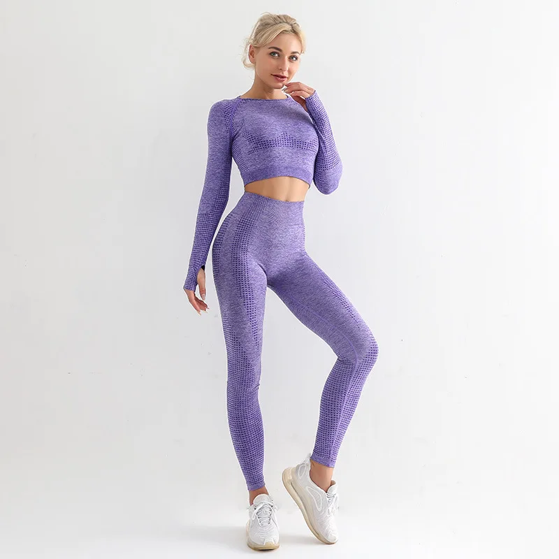 

2021 New Women Vital Seamless Yoga Set Fitness Clothing Sportswear Ladies Gym Push Up Leggings Cropped Shirts Sports Suits