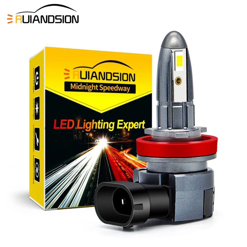 Светодиодсветильник Противотуманные фары Ruiandsion H11 2 шт., Canbus, передняя фара, лампа 12 В, 24 В, для автомобилей, грузовиков, Utra, белый, 6000K, 24 Вт, лм