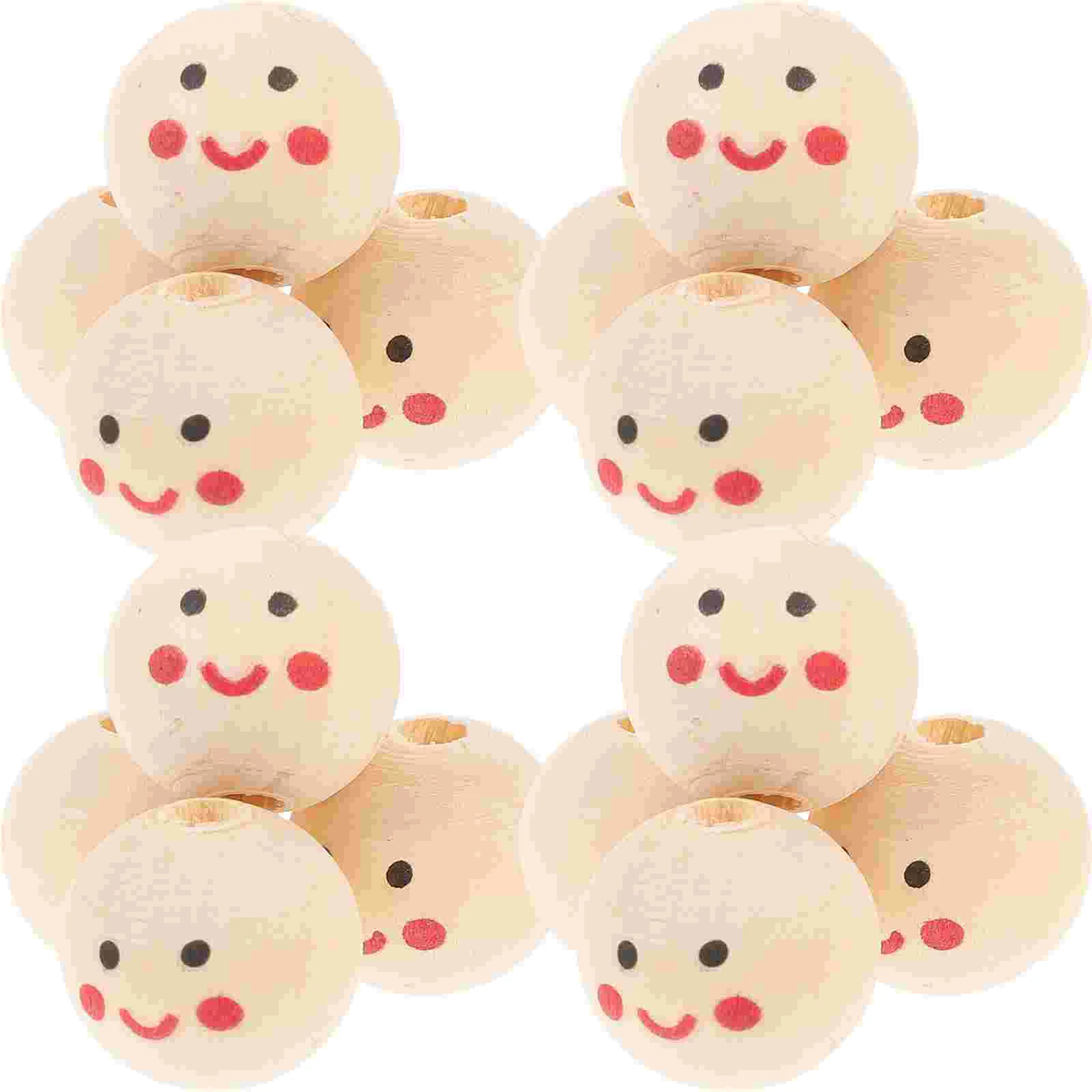 

50 Pcs Wooden Beads Face Small Accessories Natural Spacer Bulk Child