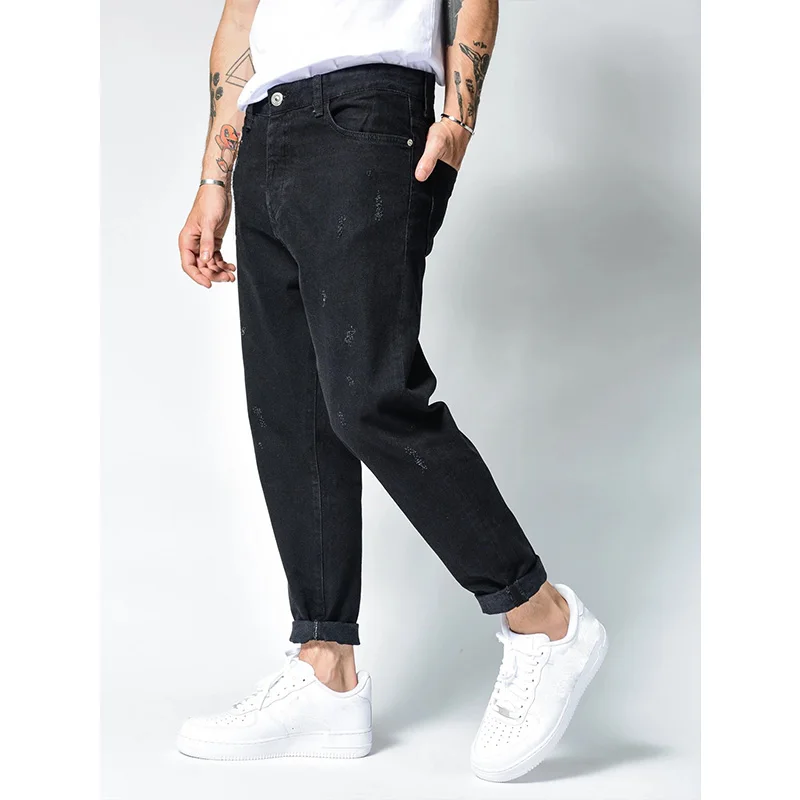 New Denim Pants Men's Jeans Straight Trend Slim Fit Jeans Streetwear Men Large Size Black Jeans Full Length Trousers