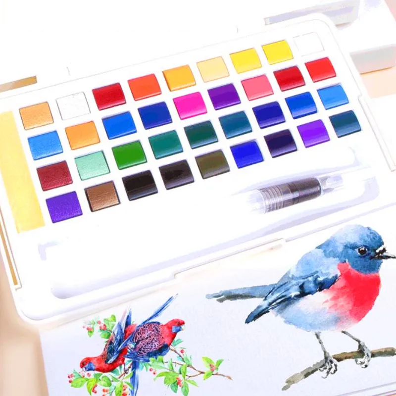 

Металлическая Акварельная краска s 12/24/36 Glitter Professional набор акварельных красок color s набор с краской принадлежности художественные кисти для а...