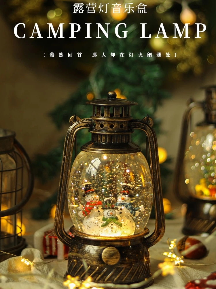 

Christmas music box crystal wind lantern ornaments holiday gift props old man snowman Christmas tree ornaments ornaments