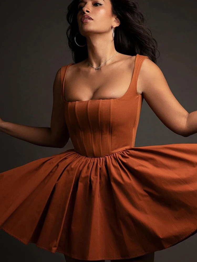 Женское плиссированное платье-корсет элегантное бальное платье без рукавов с