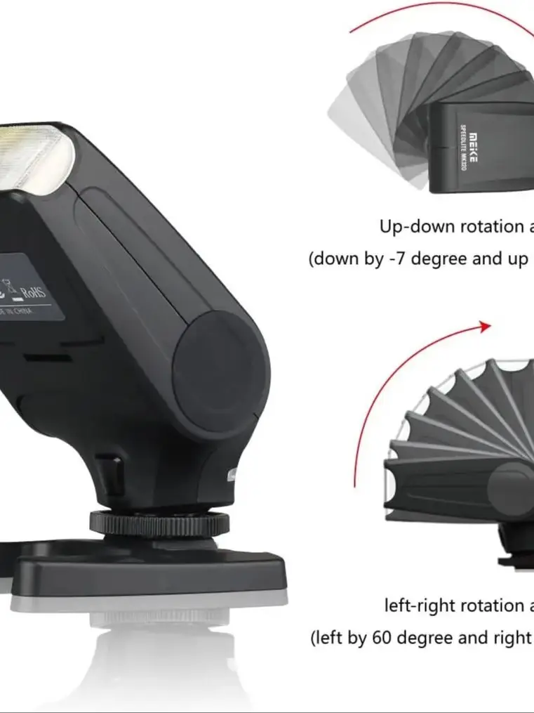 Фото Meike MK320 Micro 4/3 TTL вспышка для камеры Oly/Pan GF7 GM5 GH4 GX7 G6 GF6 E-M5 II E-M10 E-M1E-PL E-P5 E-PM2 и т. д. (не для EM10III) №4