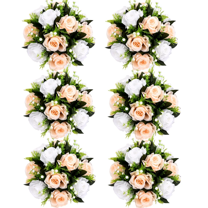 

Искусственные цветы Uflower, шар, розовый, шелк, 6 шт.