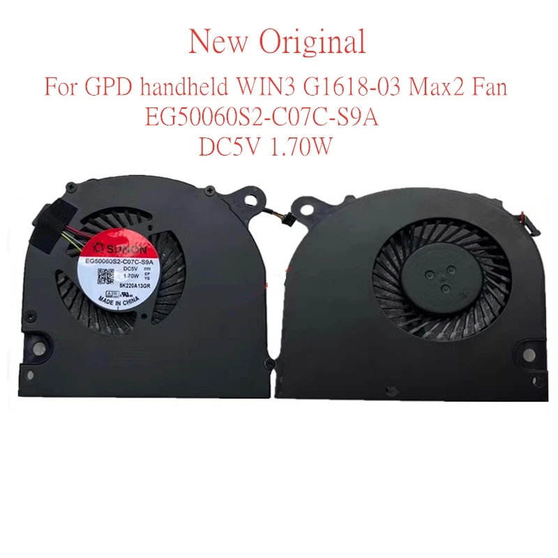 

New Original Laptop CPU Cooling Fan For GPD handheld WIN3 G1618-03 Max2 Fan EG50060S2-C07C-S9A DC5V 1.70W
