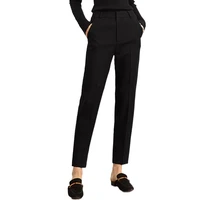 spring professional high waist suit trousers women leisure slim black nine point trousers classical solid smoke pipe pants