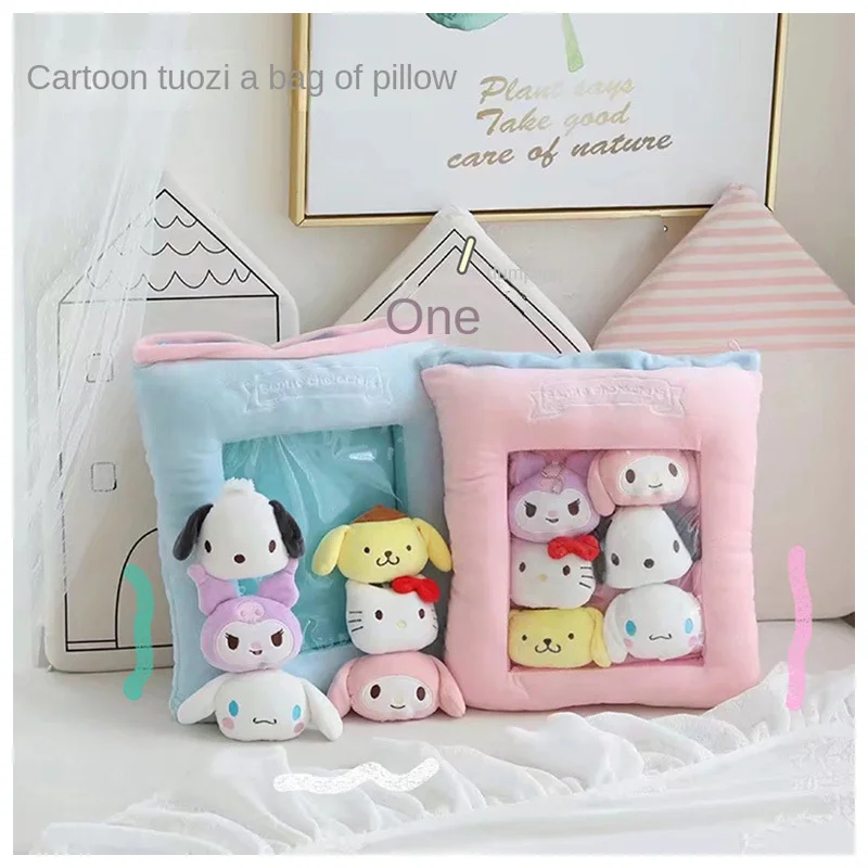 

6pcs/set Kawaii Anime Sanrioed Cartoon My Melody Cinnamoroll Kuromi Plush Doll Pillow Animals Plushie Toys Cushion Kids Gift