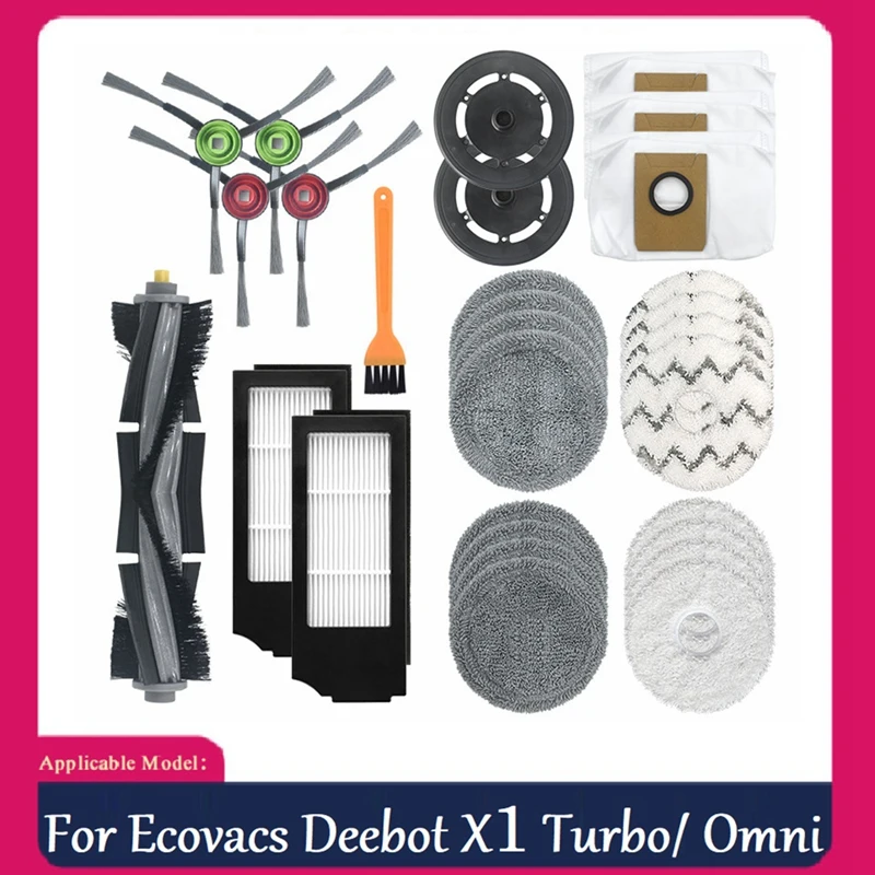

Набор аксессуаров для робота-пылесоса Ecovacs Deebot X1 Turbo/ Omni, комплект из 29 предметов, основная боковая щетка, насадка на швабру, тканевый фильтр, ...
