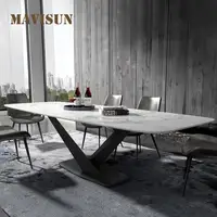 Dining Set 6 Chairs With Modern Marble Table For Large Apartment Italian Minimalist Kitchen Table Family Used In High Quality