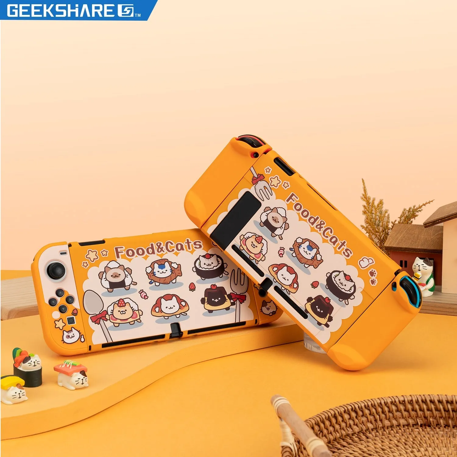 

GeekShare Cat Cuisine Protective Case for Switch OLED Protective Shell NS Joycon Cover Protective Case Cover For Nintendo Switch