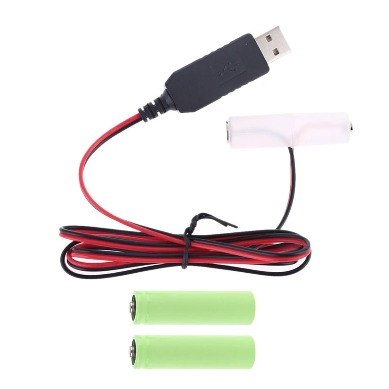 

W3JB LR6 AA Battery Eliminator 2m USB Power Supply Cable Replace 1 to 4pcs AA Battery