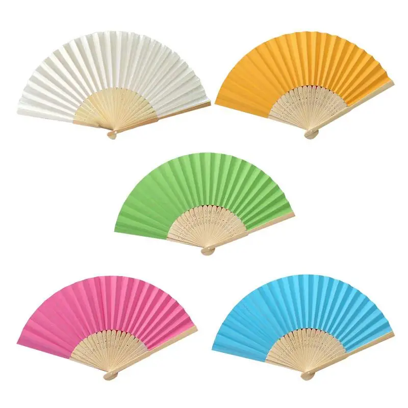 

Foldable Paper Fan Portable Party Wedding Hand Dance Fan Gift Chinese Decoration Calligraphy Painting Decor Morning Exercise