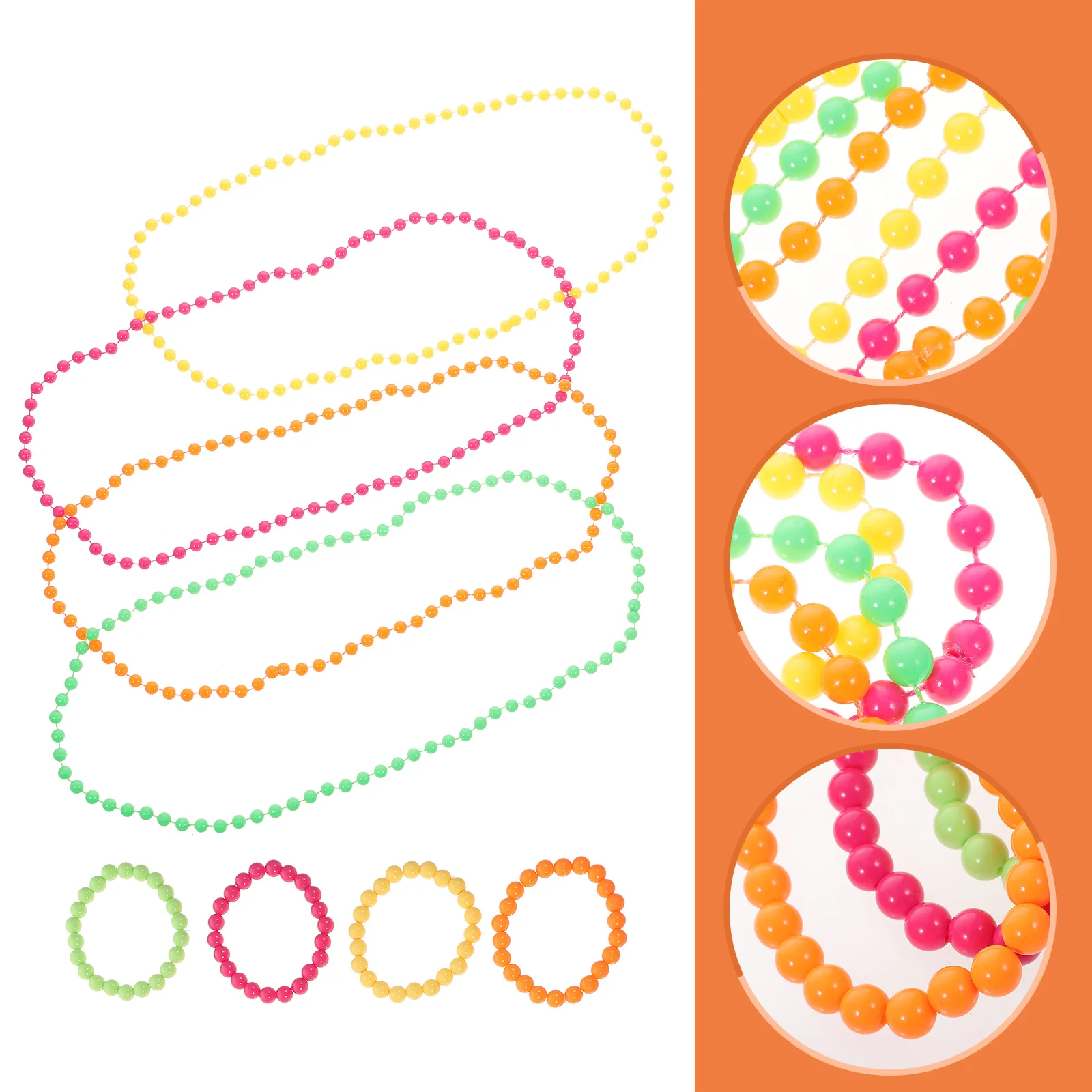 

Bracelets Beads 80S Party Beads Necklace Prom Bead Necklace Party 80s Fancy Dress Costume Mardi Gras Beads Necklaces