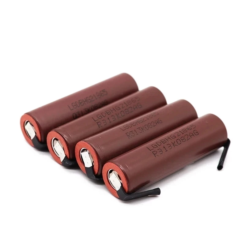 10 шт. Оригинал для LG HG2 3000mAh 3.6v 18650 аккумулятор с припаянными полосками для отверток 30A высокий ток + DIY никель.