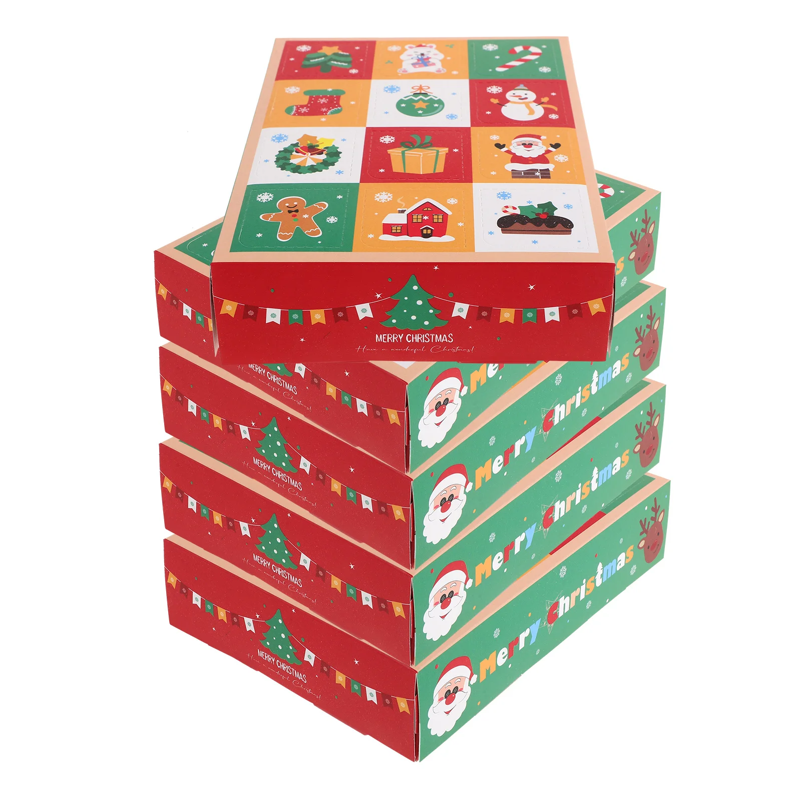 5 Pcs Countdown Paper Candy Containers Wrapping Boxes Party Favors Christmas Packaging Case