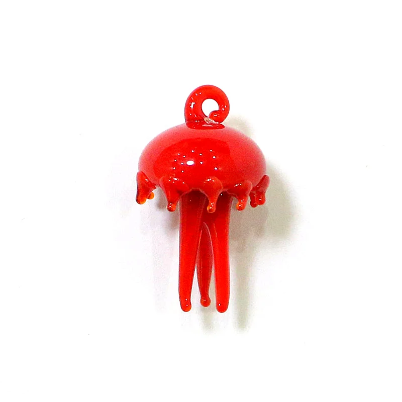 2Pcs Silver Foil Cute Jellyfish Mini Figurine Glass Pendant Aquarium Decor Supplies Fashion DIY Women Jewelry Making Accessories images - 6
