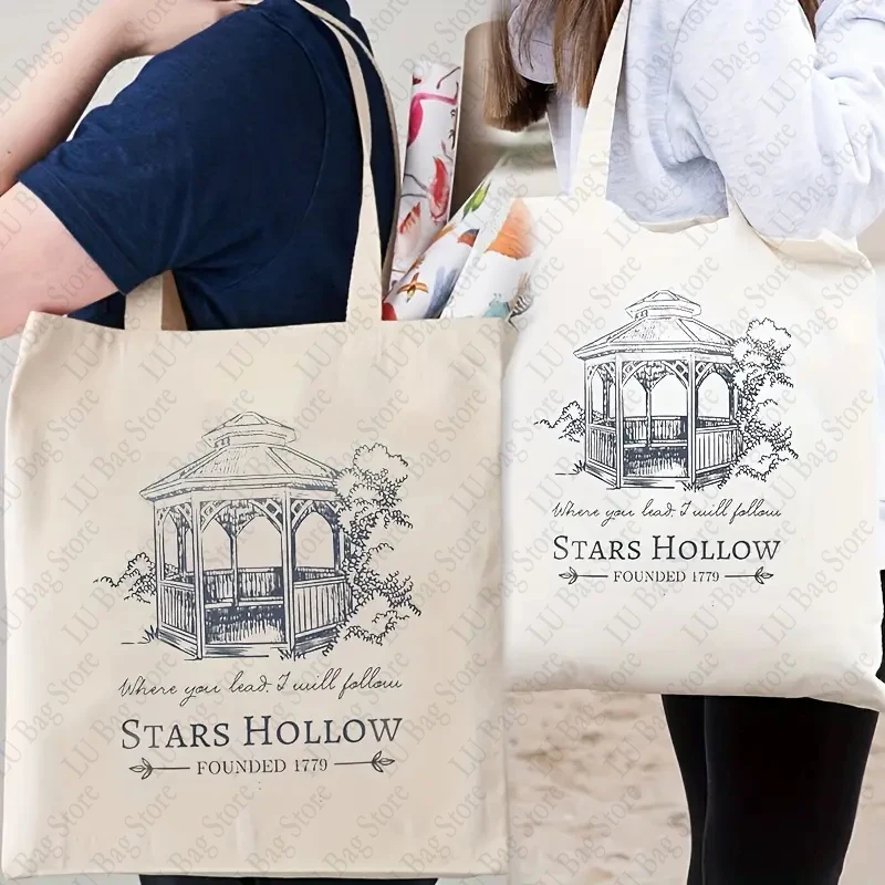 Холщовая Сумка-тоут с узором в виде звезд многоразовая Складная Сумочка для книг